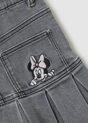 Ovs Grey Elasticated Denim Skirt For Girls With Regular Fit