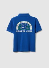 Ovs Children'S Blue Polo Shirt In Pure Cotton, Regular Fit With Disney Print