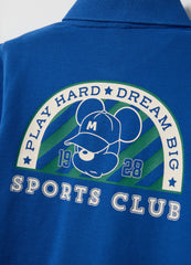 Ovs Children'S Blue Polo Shirt In Pure Cotton, Regular Fit With Disney Print