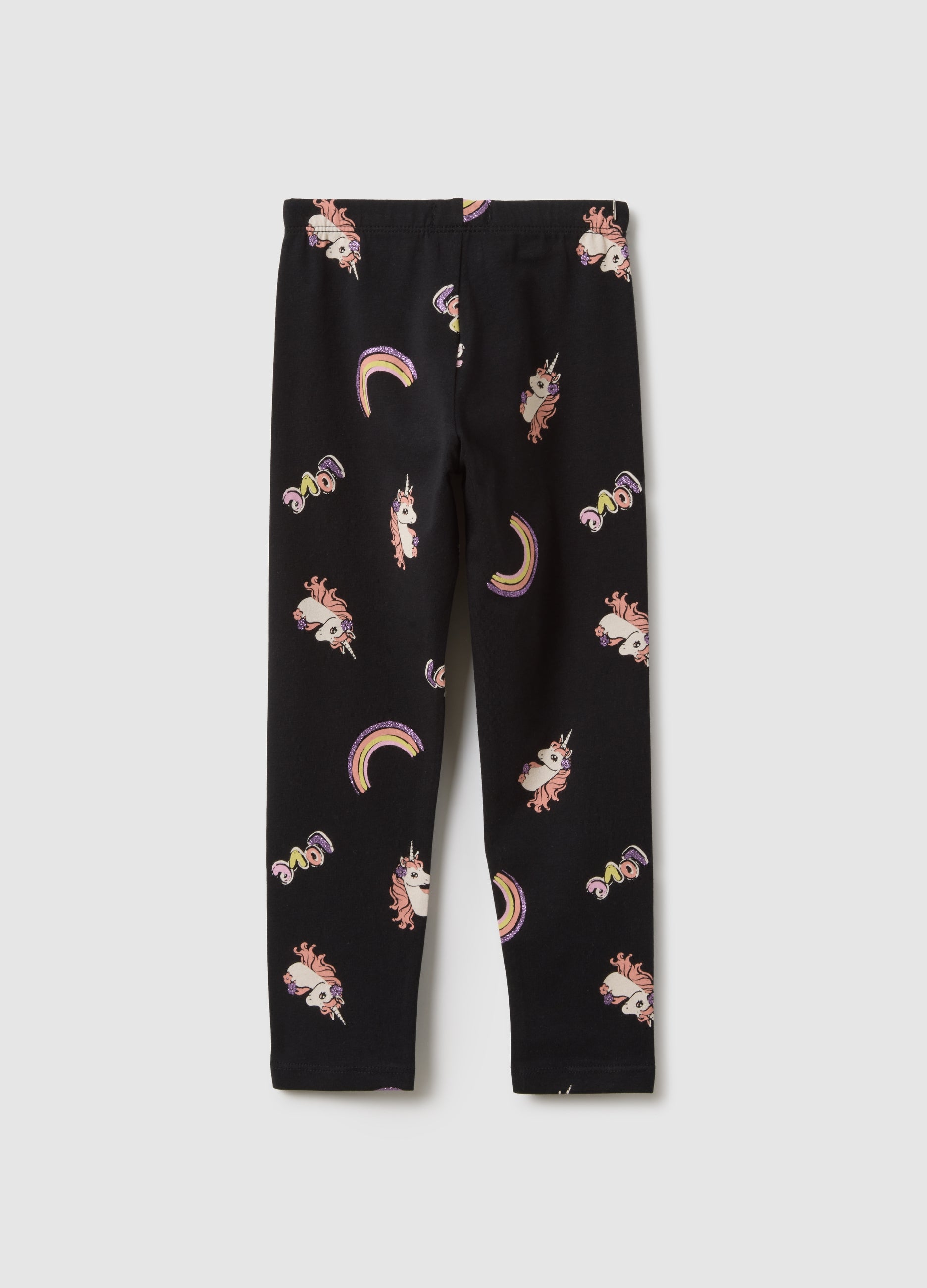 OVS Girls' Black Stretch Cotton Skinny Fit Leggings With Prints