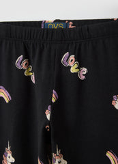 OVS Girls' Black Stretch Cotton Skinny Fit Leggings With Prints