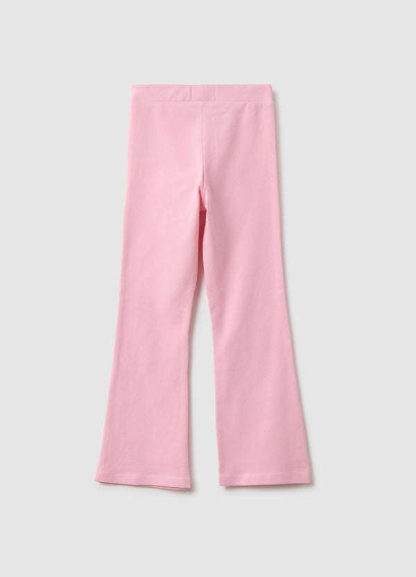 OVS Pink Stretch Cotton Slim Fit Leggings For Girls With Decorations