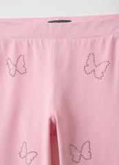 OVS Pink Stretch Cotton Slim Fit Leggings For Girls With Decorations