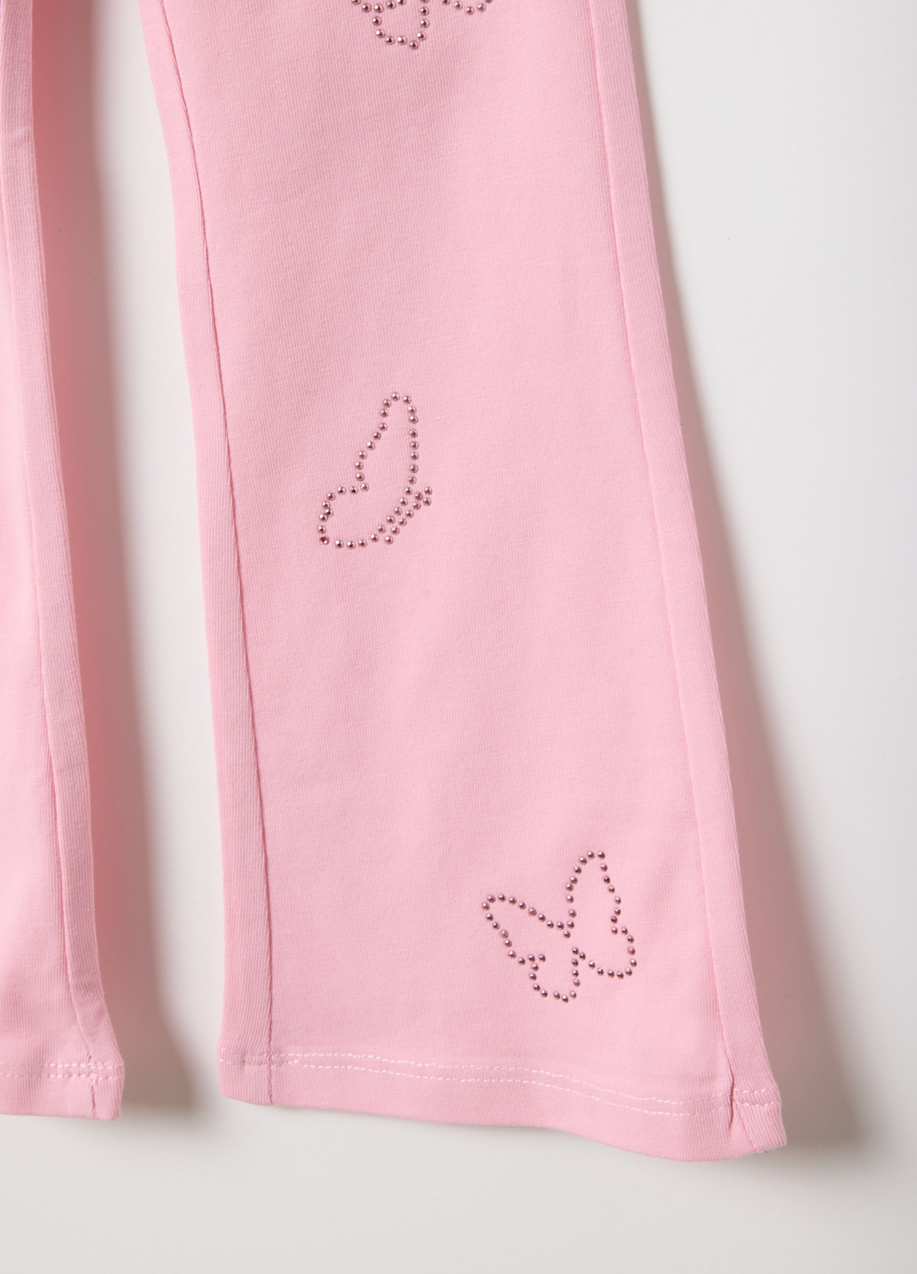 OVS Pink Stretch Cotton Slim Fit Leggings For Girls With Decorations