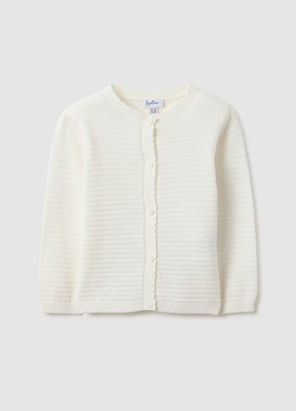OVS White Pure Cotton Cardigan Regular Fit For Baby Girl