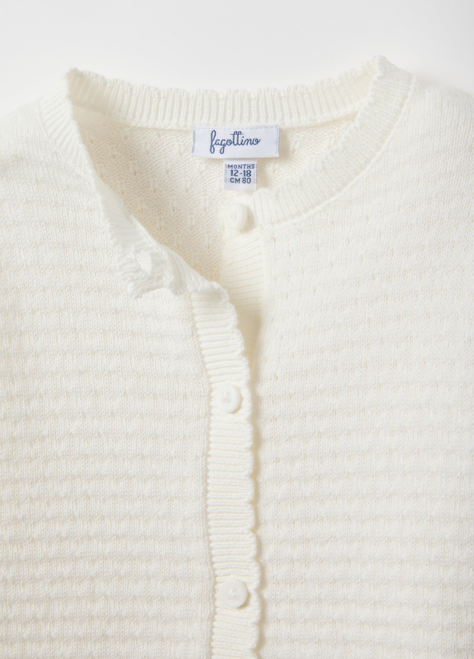 OVS White Pure Cotton Cardigan Regular Fit For Baby Girl