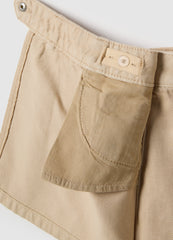 OVS Girls' Beige Pure Cotton Shorts In Regular Fit With Embroidery