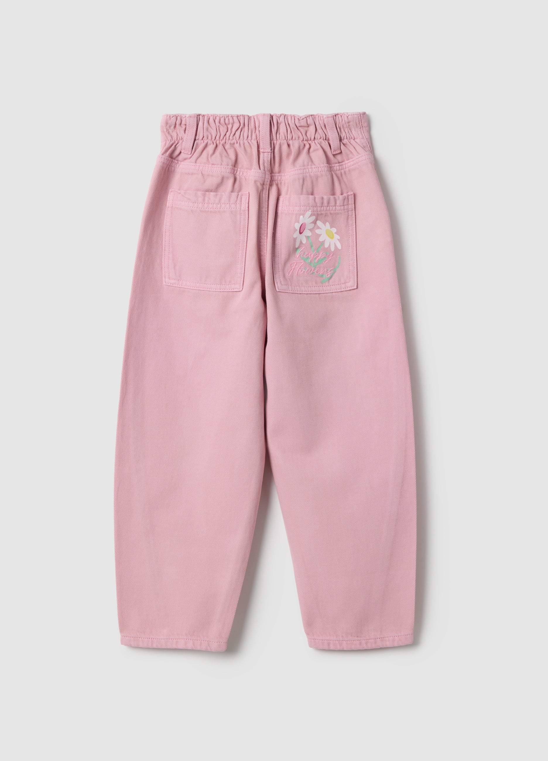 OVS Girls' Pink Pure Cotton Baggy Trousers