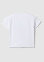 OVS White Stretch Cotton Girl'S T-Shirt, Regular Fit With Print