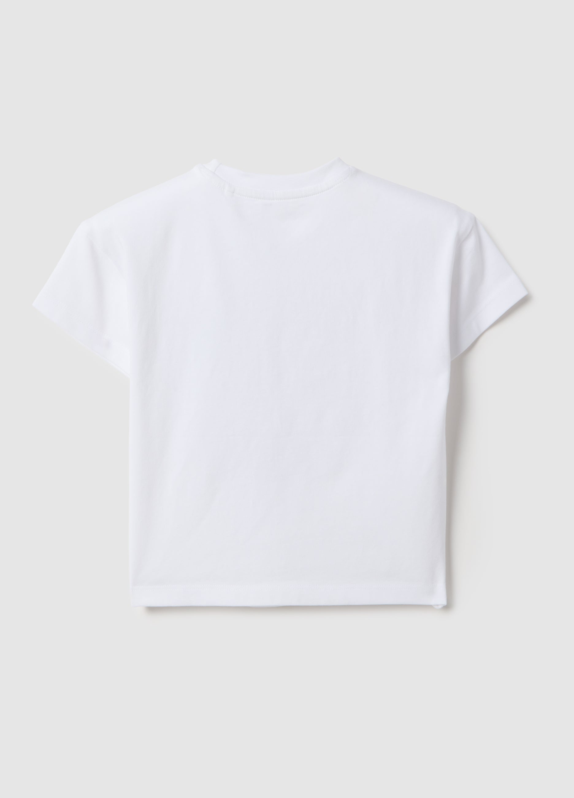 OVS White Stretch Cotton Girl'S T-Shirt Regular Fit With Print