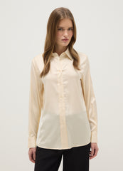 OVS Beige Long Sleeve Satin Shirt Regular Fit