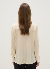 OVS Beige Long Sleeve Satin Shirt Regular Fit