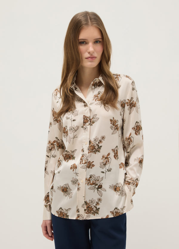 OVS Multicolour Long Sleeve Satin Shirt With Floral Pattern, Regular Fit
