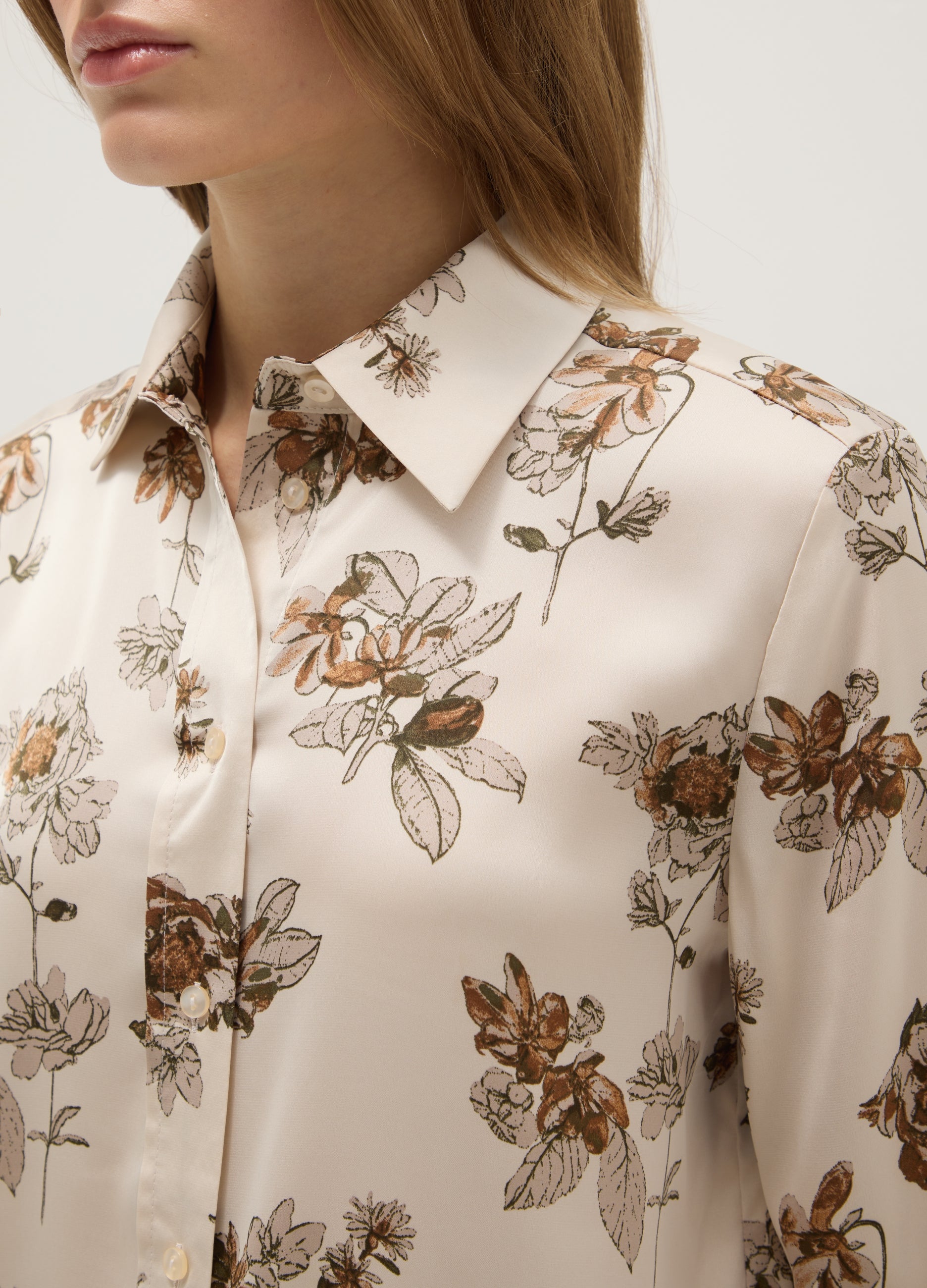 OVS Multicolour Long Sleeve Satin Shirt With Floral Pattern, Regular Fit