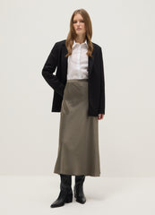OVS Grey Satin Skirt With Regular Fit And Elastic Waist