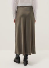 OVS Grey Satin Skirt With Regular Fit And Elastic Waist