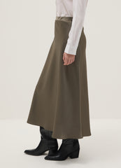 OVS Grey Satin Skirt With Regular Fit And Elastic Waist