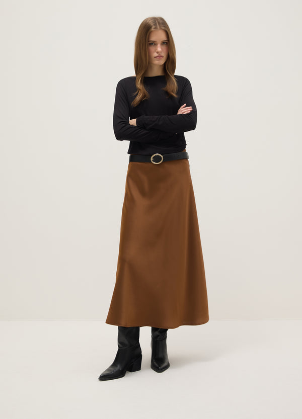 OVS Brown Satin Long Skirt