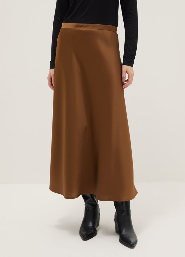 OVS Brown Satin Long Skirt