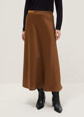 OVS Brown Satin Long Skirt