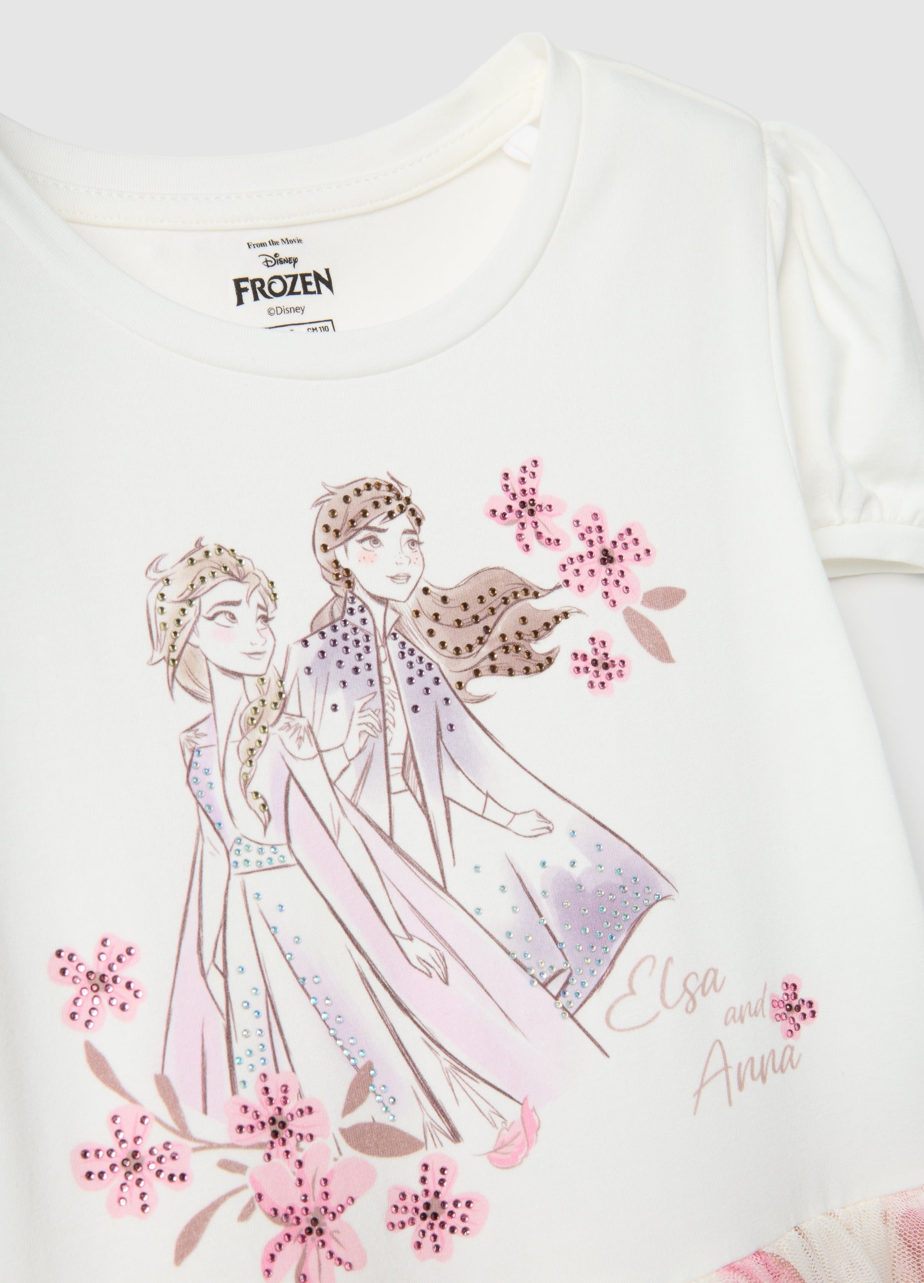 Ovs Elasticated Cotton Dress For Girls With Frozen Print