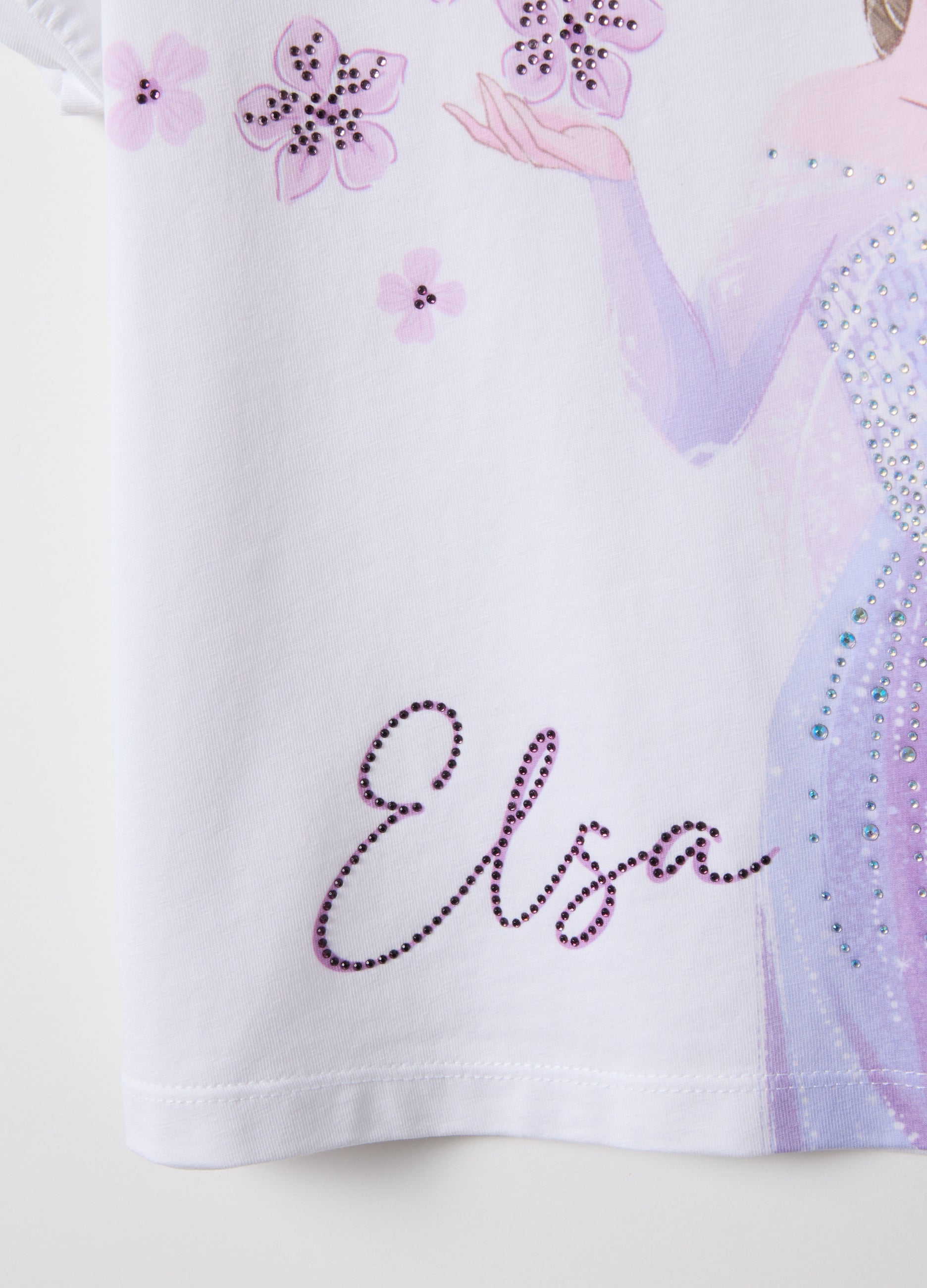 Ovs Multicolour Stretch Cotton T-Shirt For Girls With Frozen Print