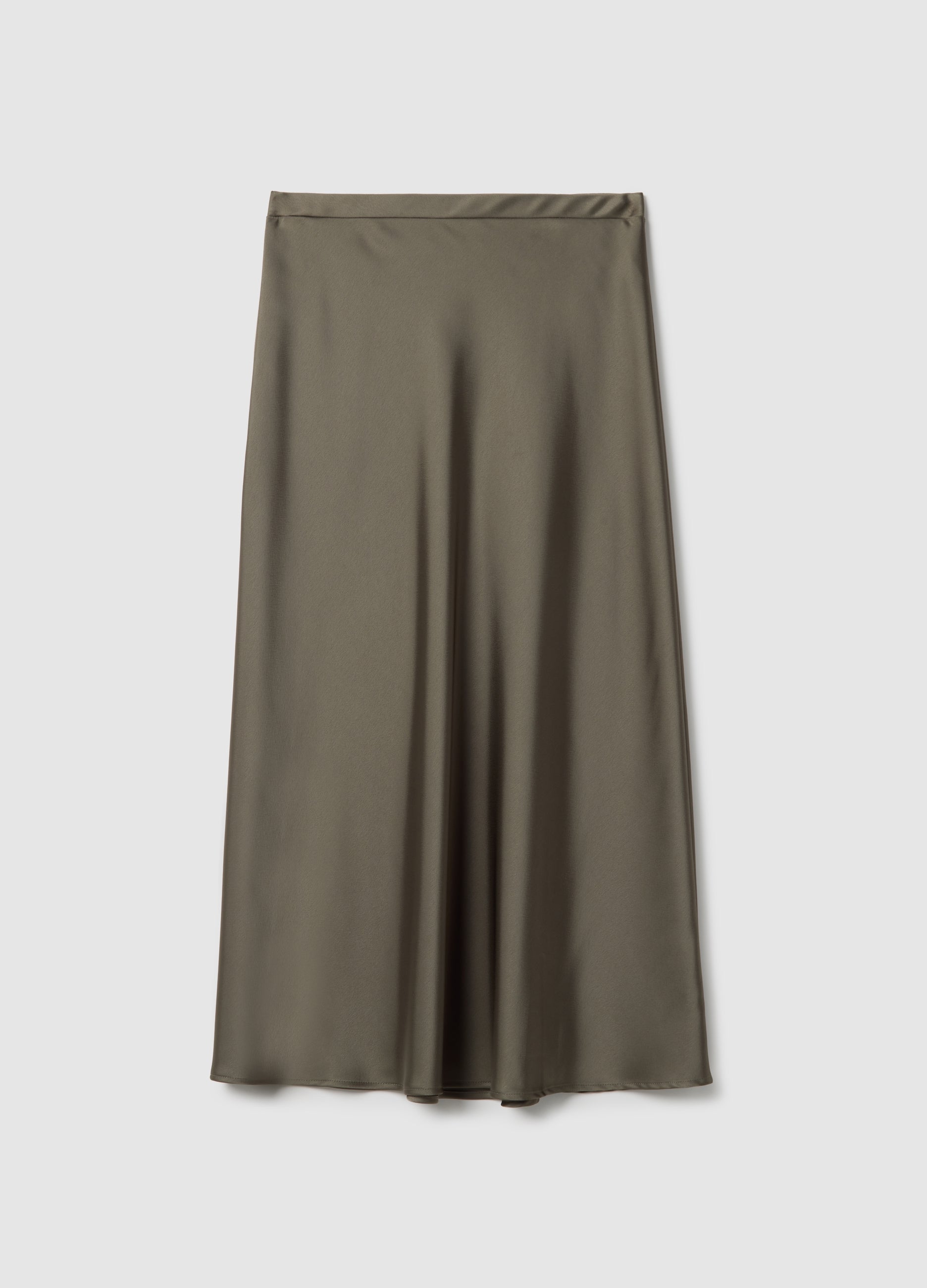 OVS Grey Satin Skirt With Regular Fit And Elastic Waist