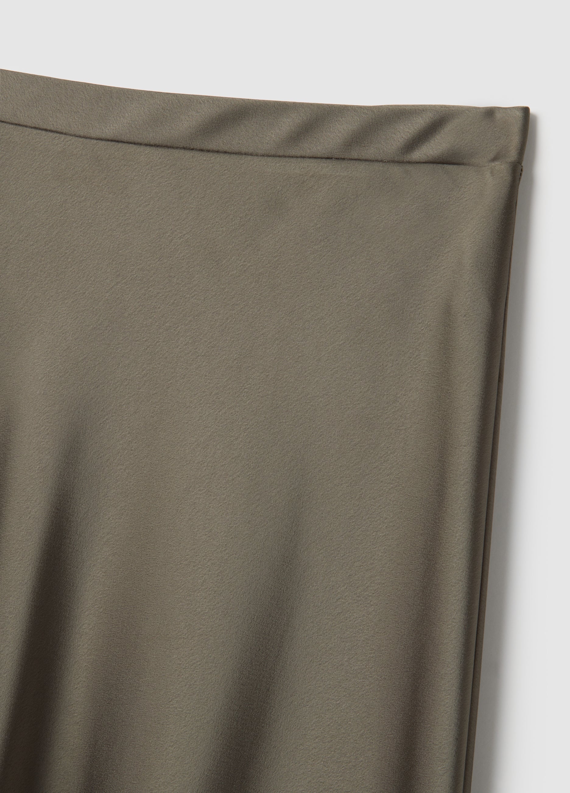 OVS Grey Satin Skirt With Regular Fit And Elastic Waist