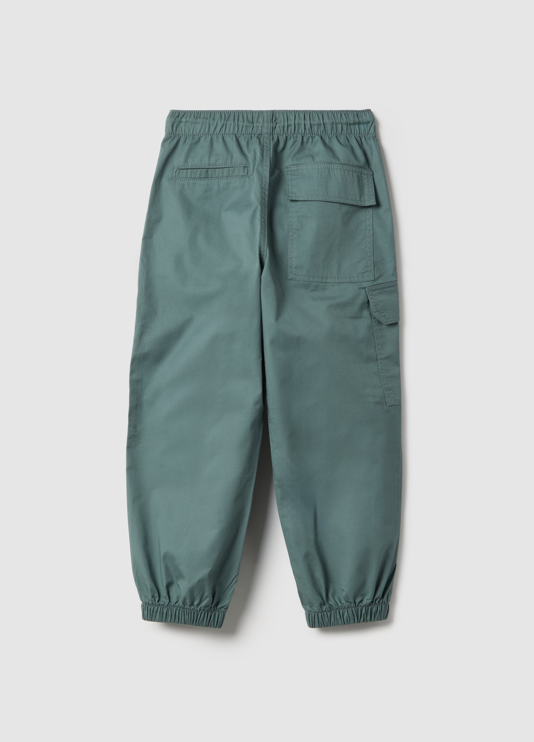OVS Boys' Green Pure Cotton Cargo Jogger Trousers Relaxed Fit