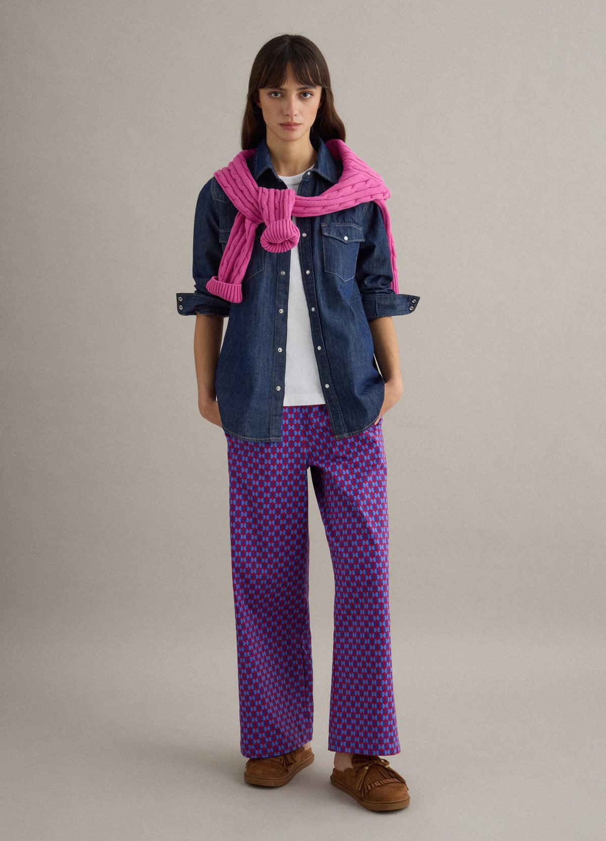 Ovs Multicoloured Regular Fit Stretch Cotton Trousers With Print