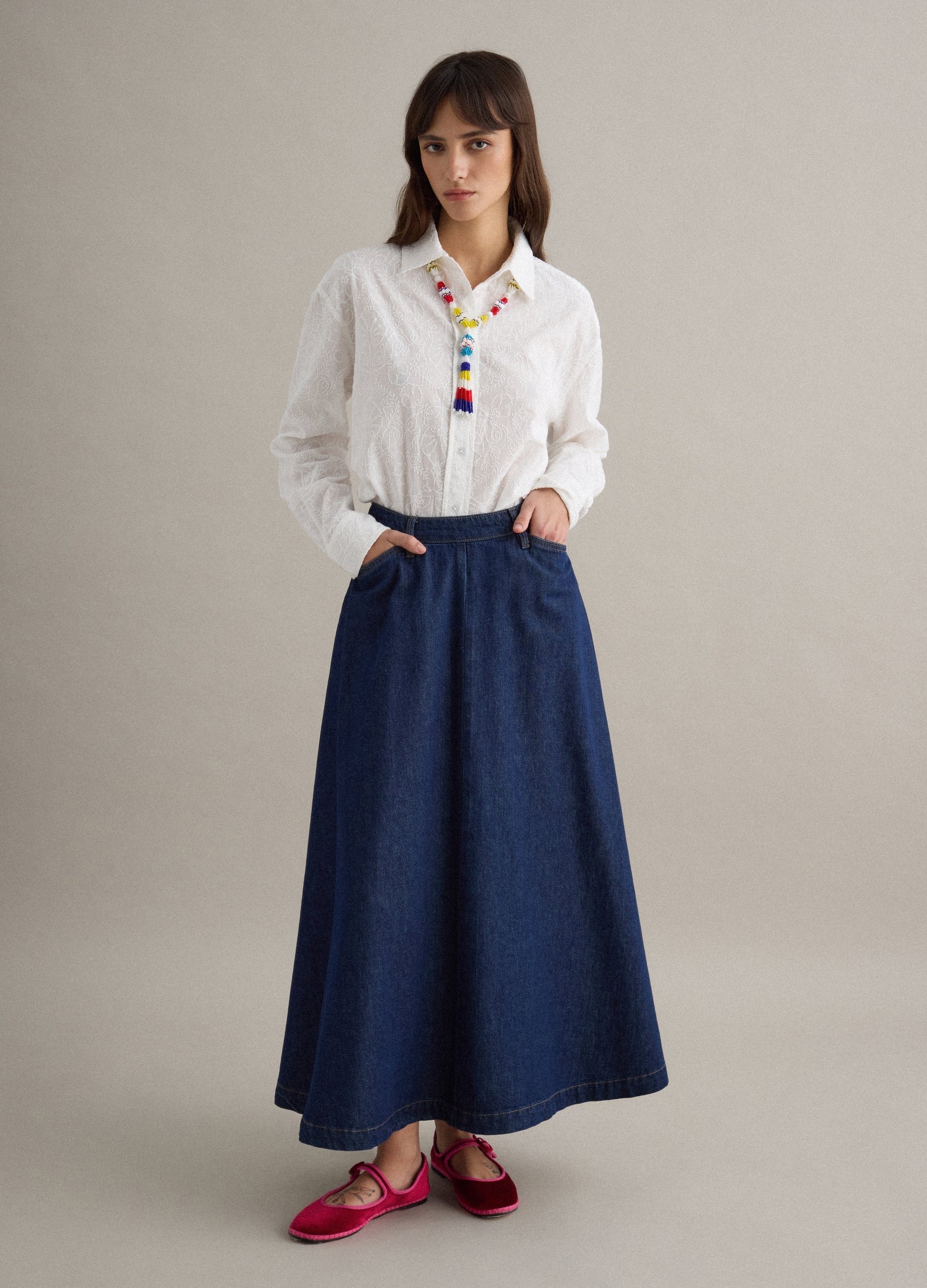 OVS Oversized Fit White Pure Cotton Sangallo Shirt