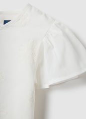 Ovs Girls' White Pure Cotton Blouse Regular Fit With Embroidery