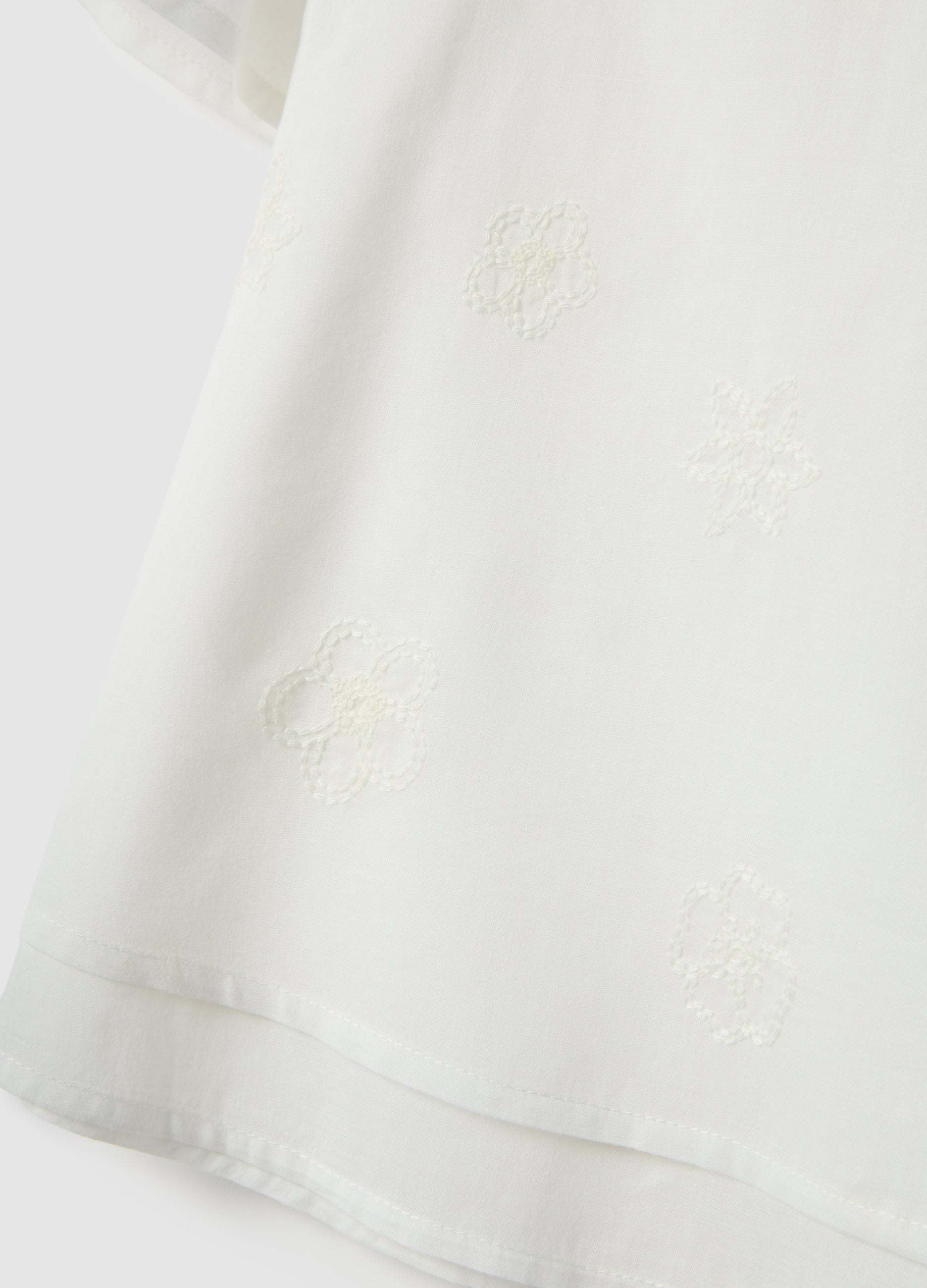 Ovs Girls' White Pure Cotton Blouse Regular Fit With Embroidery