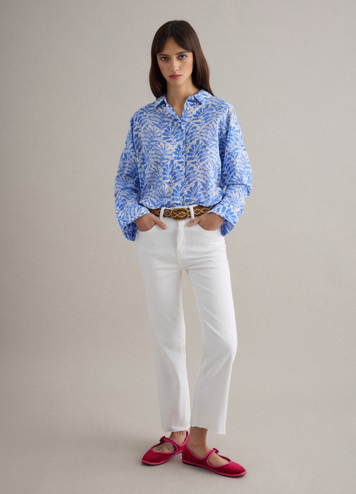 OVS Multicolour Pure Cotton Regular Fit Shirt With Floral Pattern