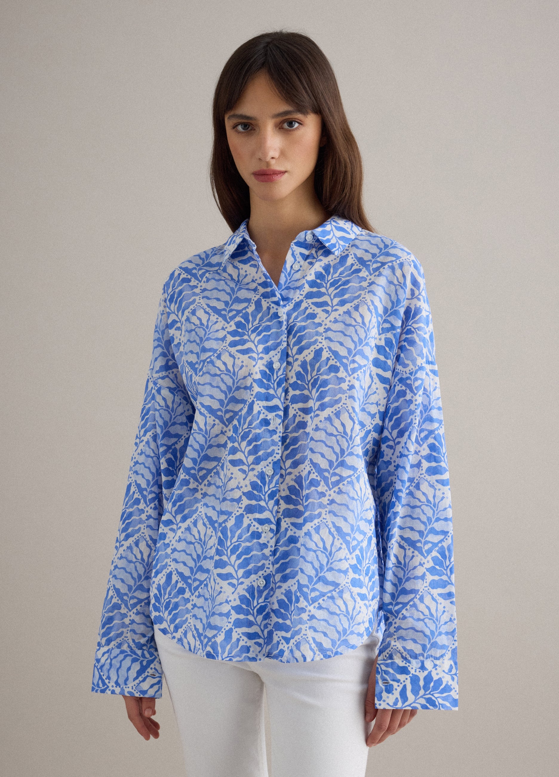 OVS Multicolour Pure Cotton Regular Fit Shirt With Floral Pattern