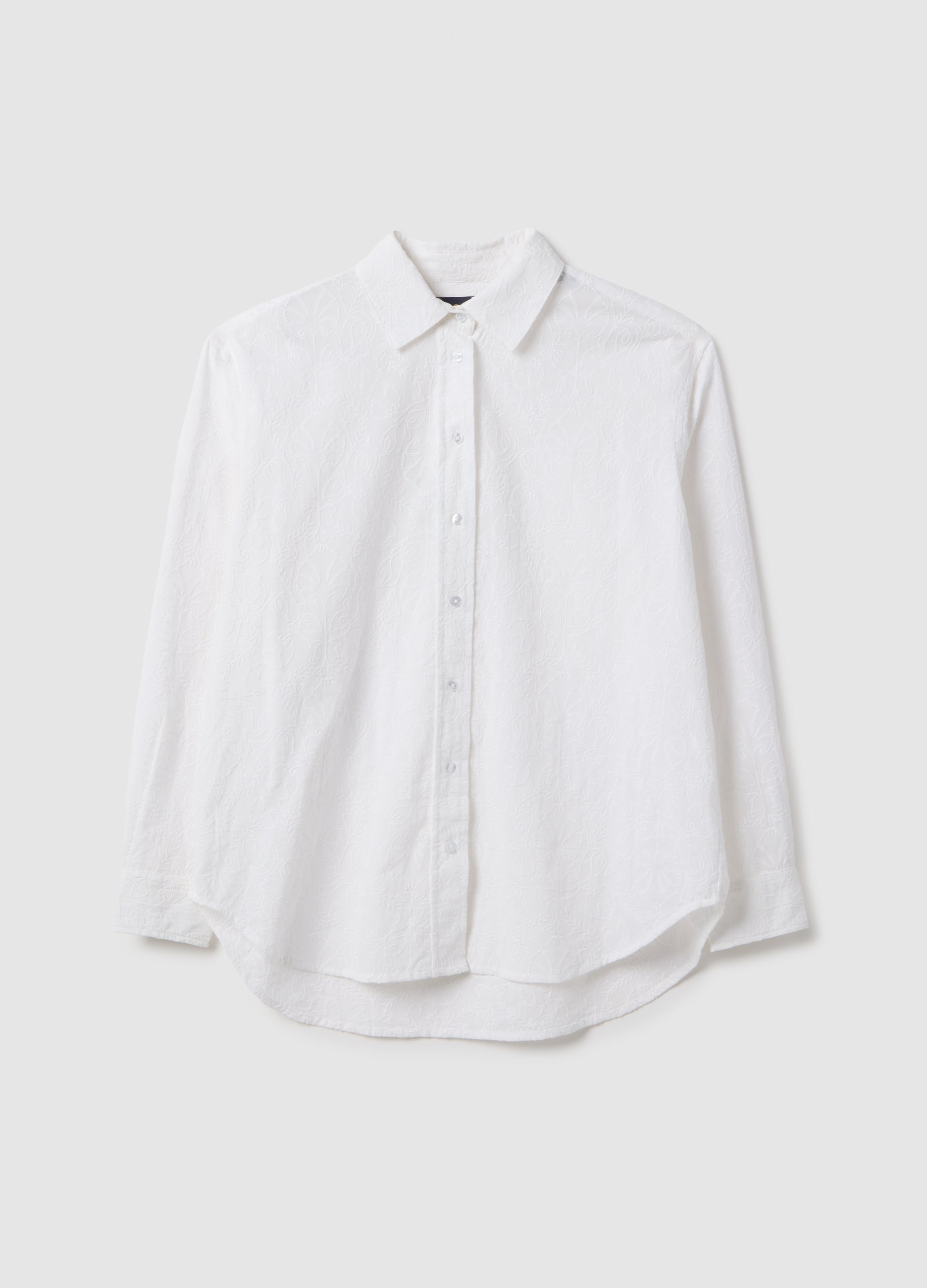 OVS Oversized Fit White Pure Cotton Sangallo Shirt