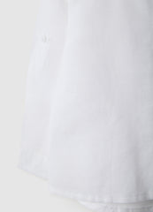 Ovs White Linen And Cotton Baby Shirt Regular Fit With Mandarin Collar