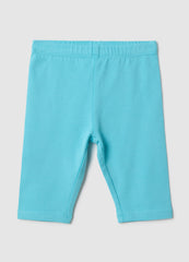 Ovs Light Blue Stretch Cotton Leggings For Girls - Skinny Fit
