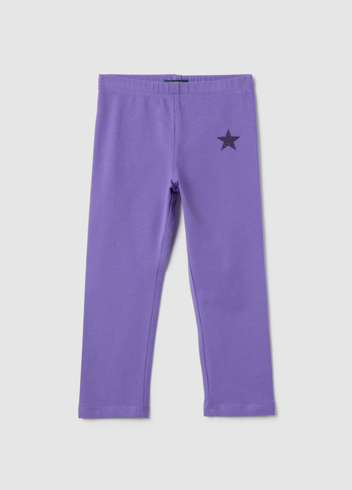 Ovs Girls' Purple Cotton Stretch Leggings Slim Fit With Star