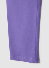 Ovs Girls' Purple Cotton Stretch Leggings Slim Fit With Star