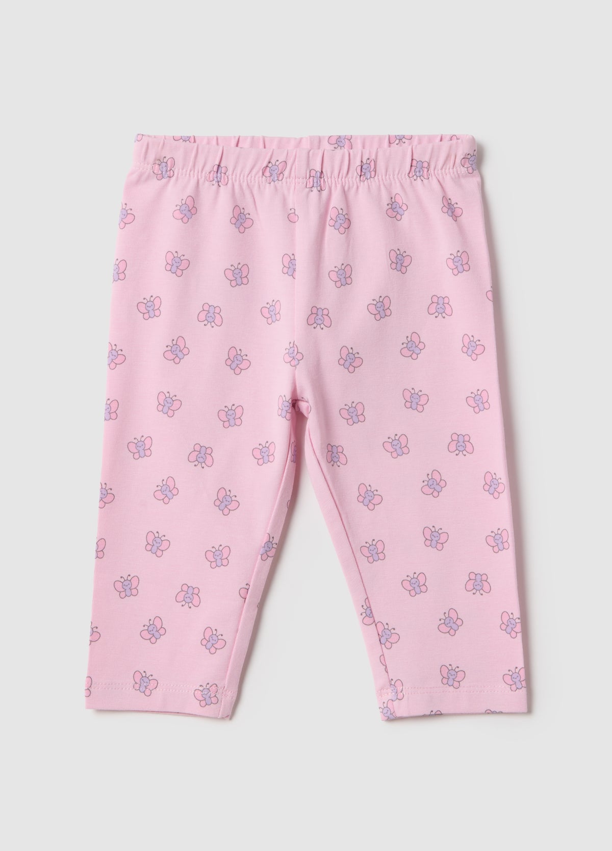 Ovs Girls' Pink Stretch Cotton Skinny Fit Leggings With Butterflies