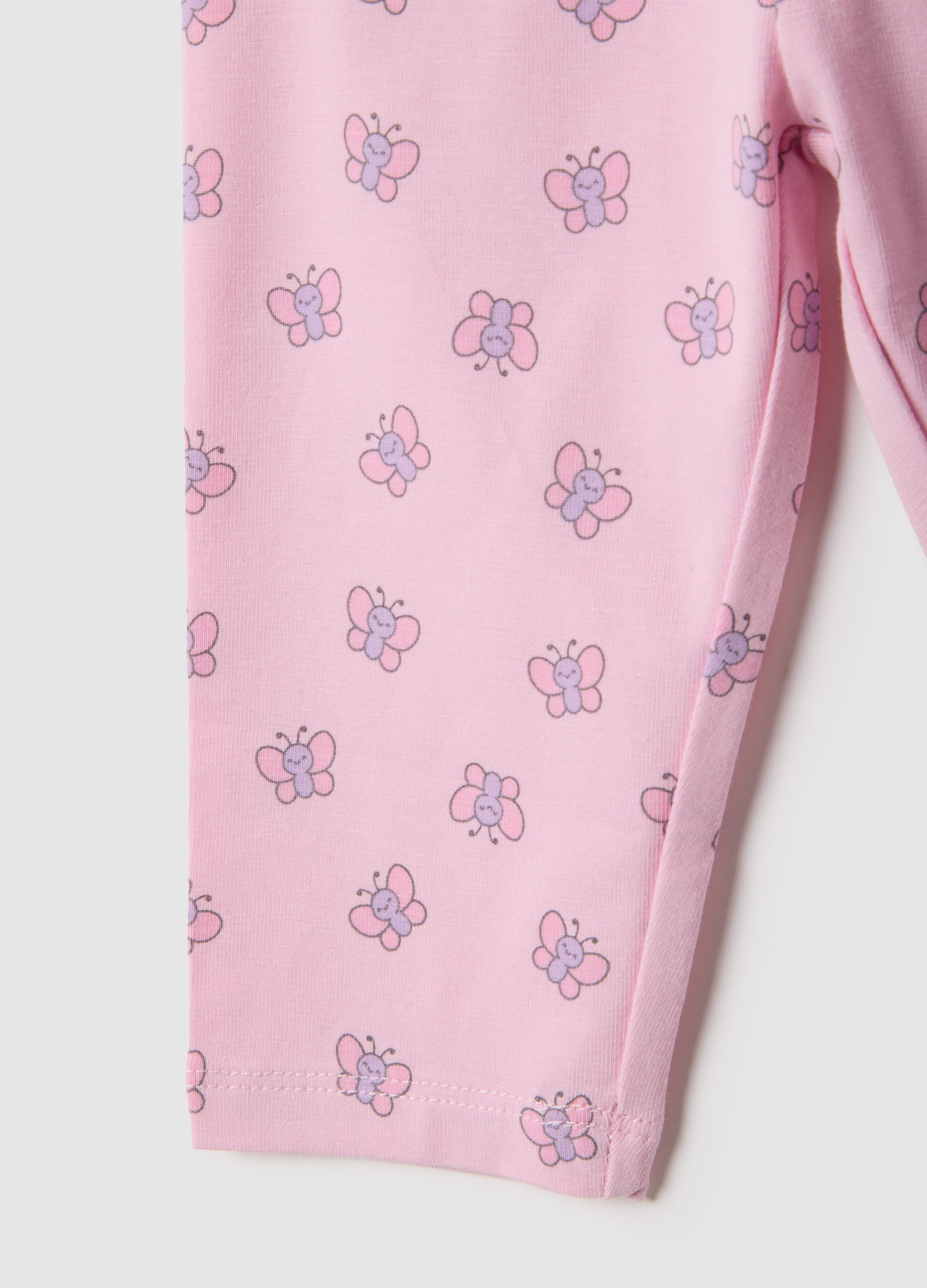 Ovs Girls' Pink Stretch Cotton Skinny Fit Leggings With Butterflies