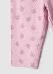 Ovs Girls' Pink Stretch Cotton Skinny Fit Leggings With Butterflies