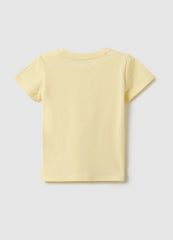 Ovs Yellow Stretchy Cotton Girl'S T-Shirt Regular Fit With Heart