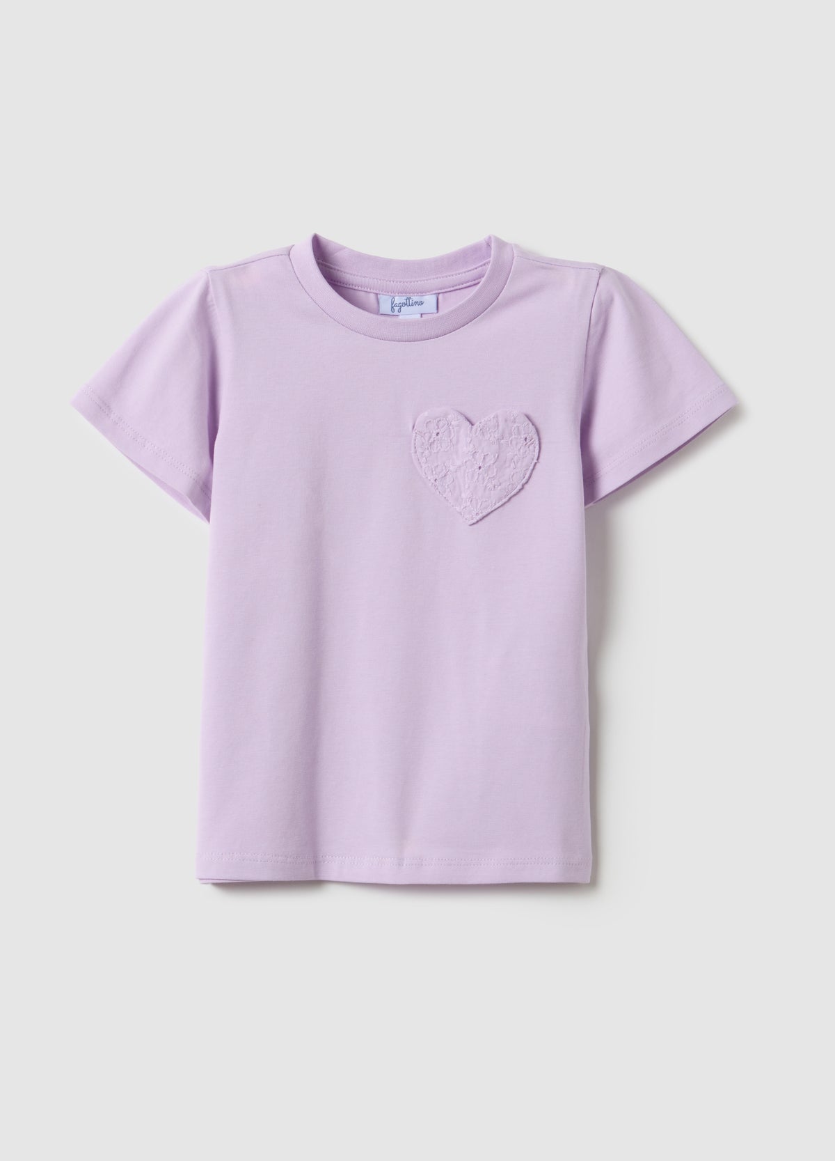 Ovs Regular Fit Purple Stretch Cotton Girl'S T-Shirt With Heart