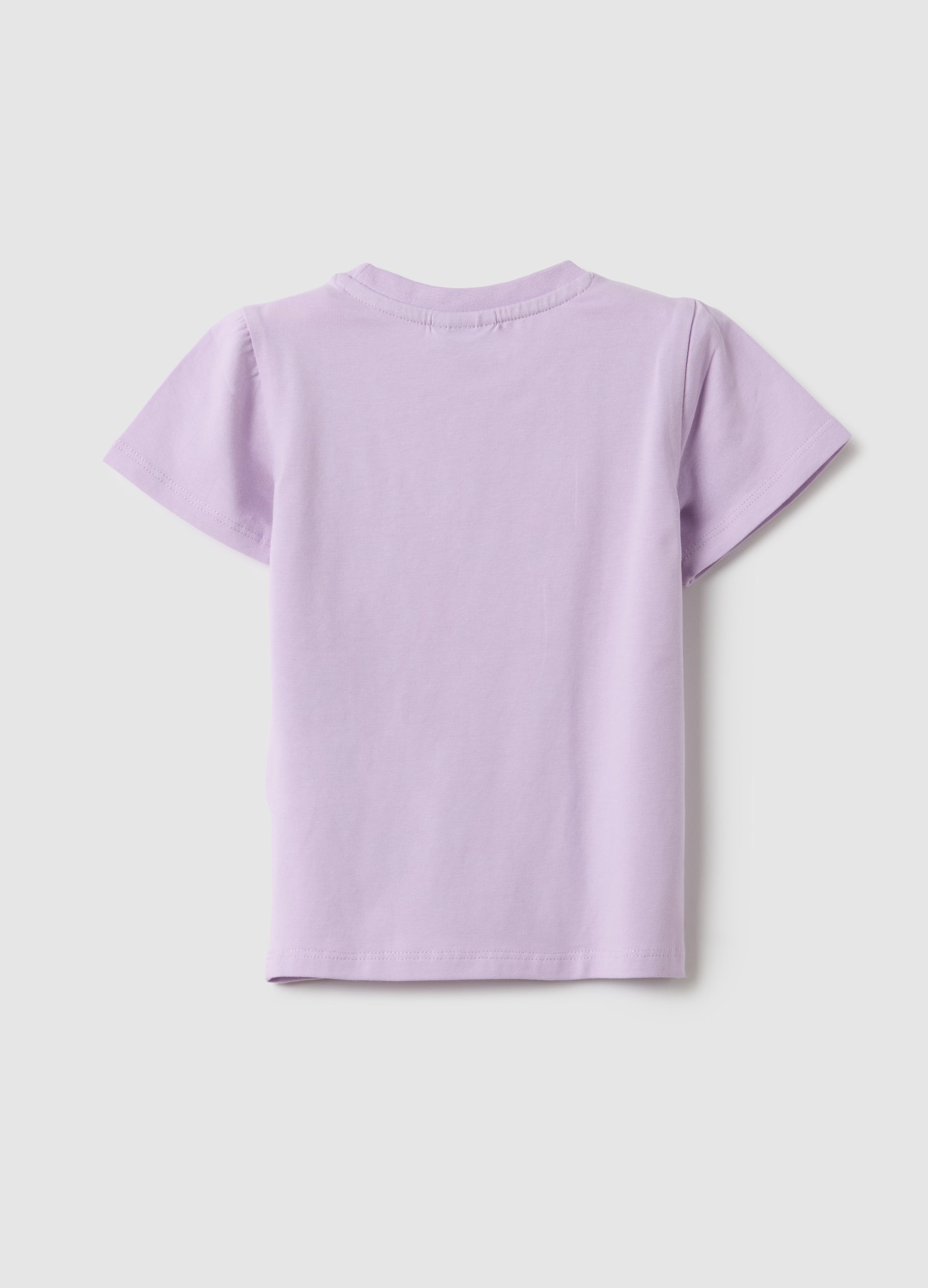 Ovs Regular Fit Purple Stretch Cotton Girl'S T-Shirt With Heart