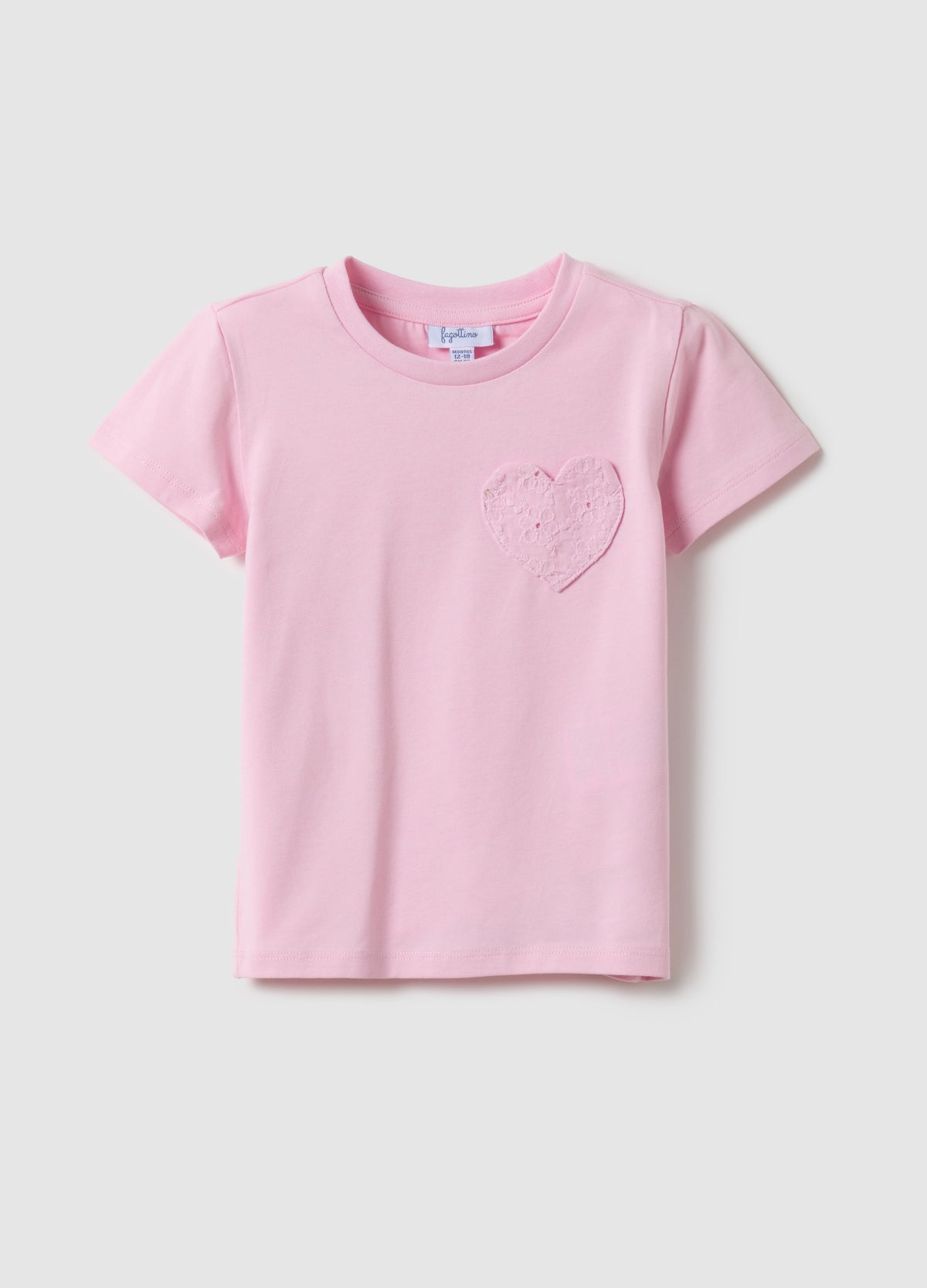 Ovs Pink Girl’S Stretch Cotton T-Shirt With Heart - Regular Fit