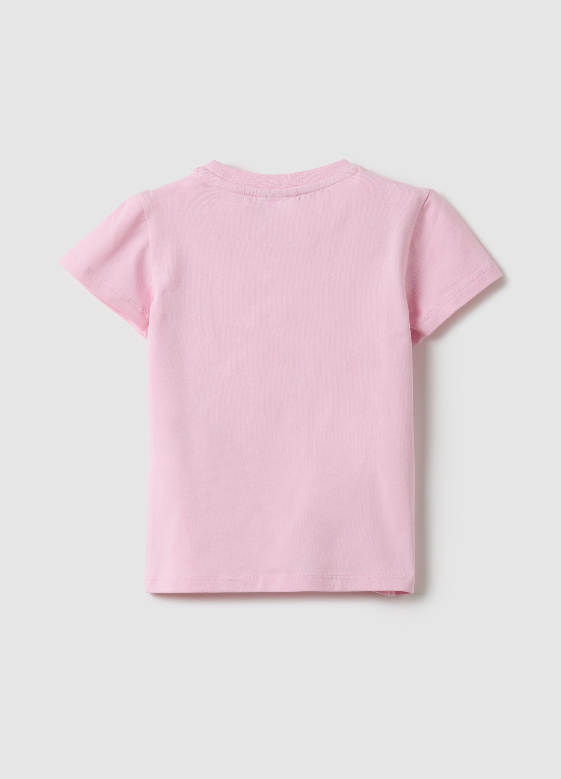 Ovs Pink Girl’S Stretch Cotton T-Shirt With Heart - Regular Fit