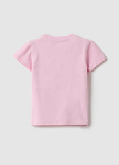 Ovs Pink Girl’S Stretch Cotton T-Shirt With Heart - Regular Fit