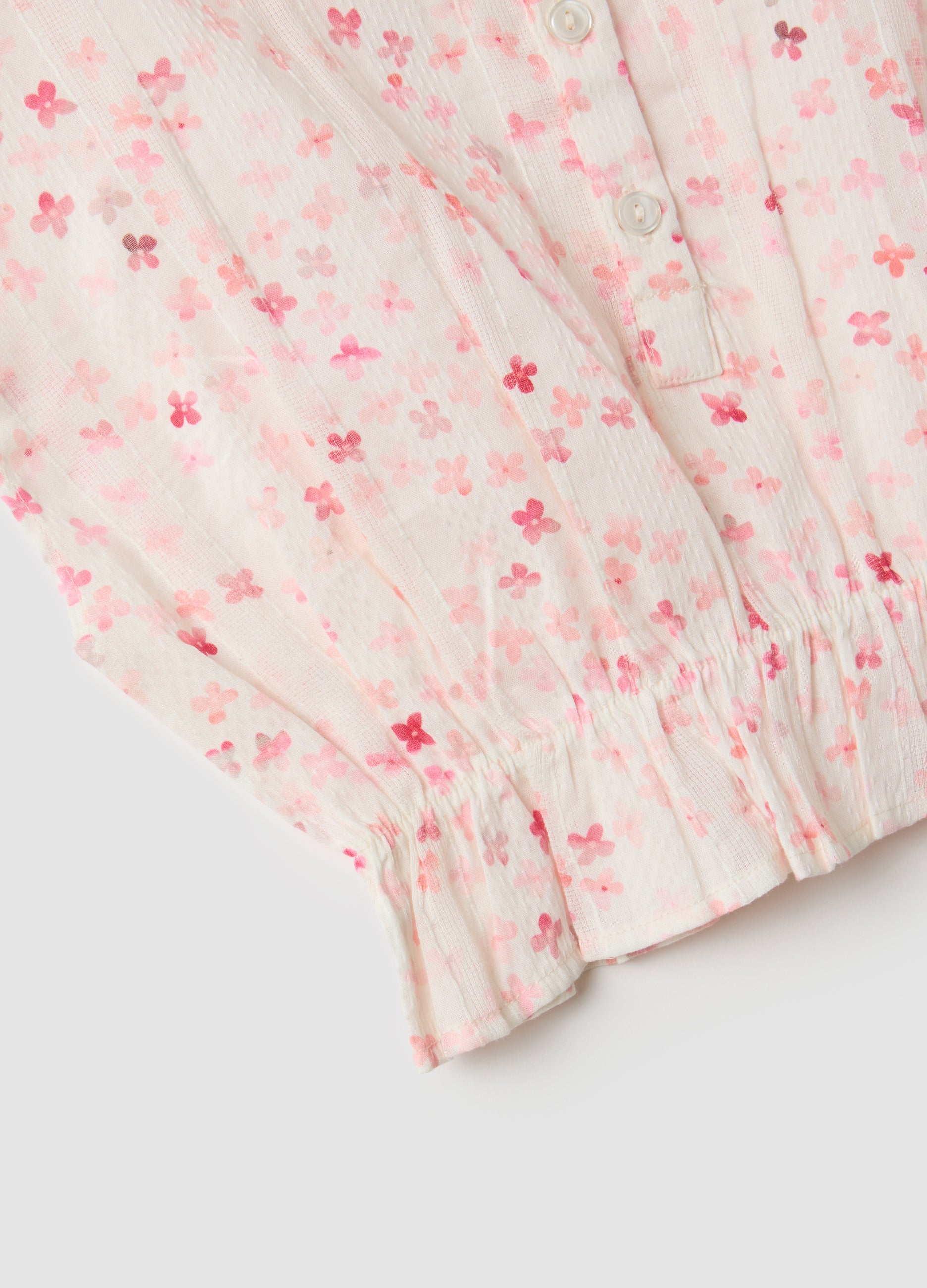 OVS Girls' Slim Fit Multicolour Pure Cotton Blouse With Flowers
